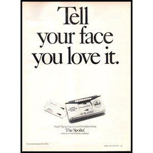 1971 Gillette The Spoiler Safety Razor Blade Vintage Print Ad Barber Wall Art